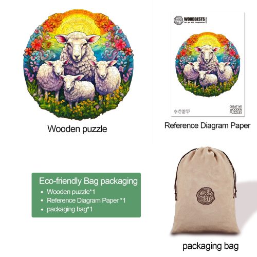 Mandala Sheep Wooden Jigsaw Puzzle-Woodbests