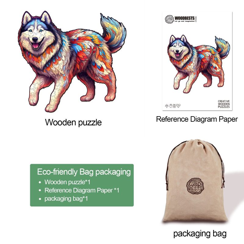 Husky Dog Wooden Jigsaw Puzzle-Woodbests