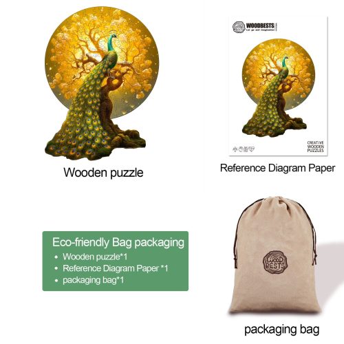 Noble Peacock-2 Wooden Jigsaw Puzzle-Woodbests