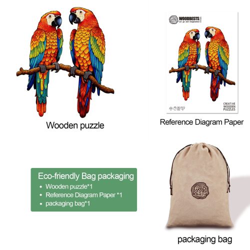 Chatting Parrots Wooden Jigsaw Puzzle-Woodbests