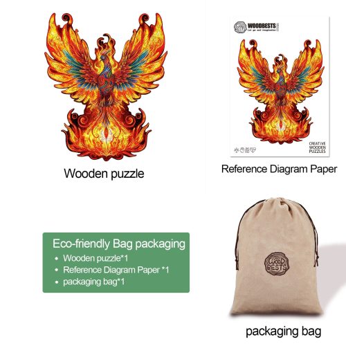 Flame-born Phoenix Wooden Jigsaw Puzzle-Woodbests