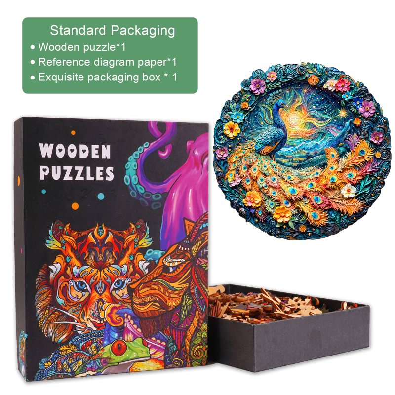 3D Aurora Peacock Wooden Jigsaw Puzzle - Woodbests