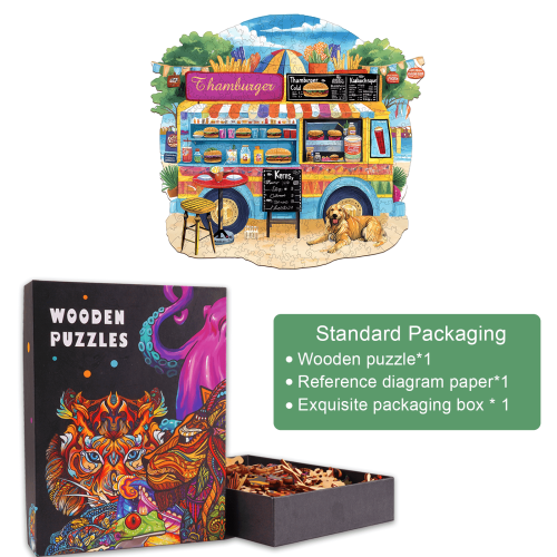 Burger Food Trucks-2 Wooden Jigsaw Puzzle - Woodbests