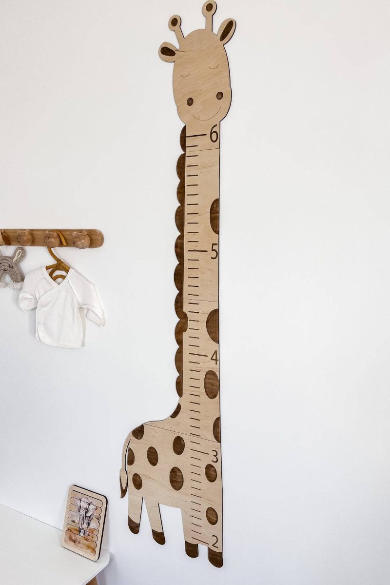 Wooden Giraffe Growth Chart Height Ruler for Kids - By Woodbests